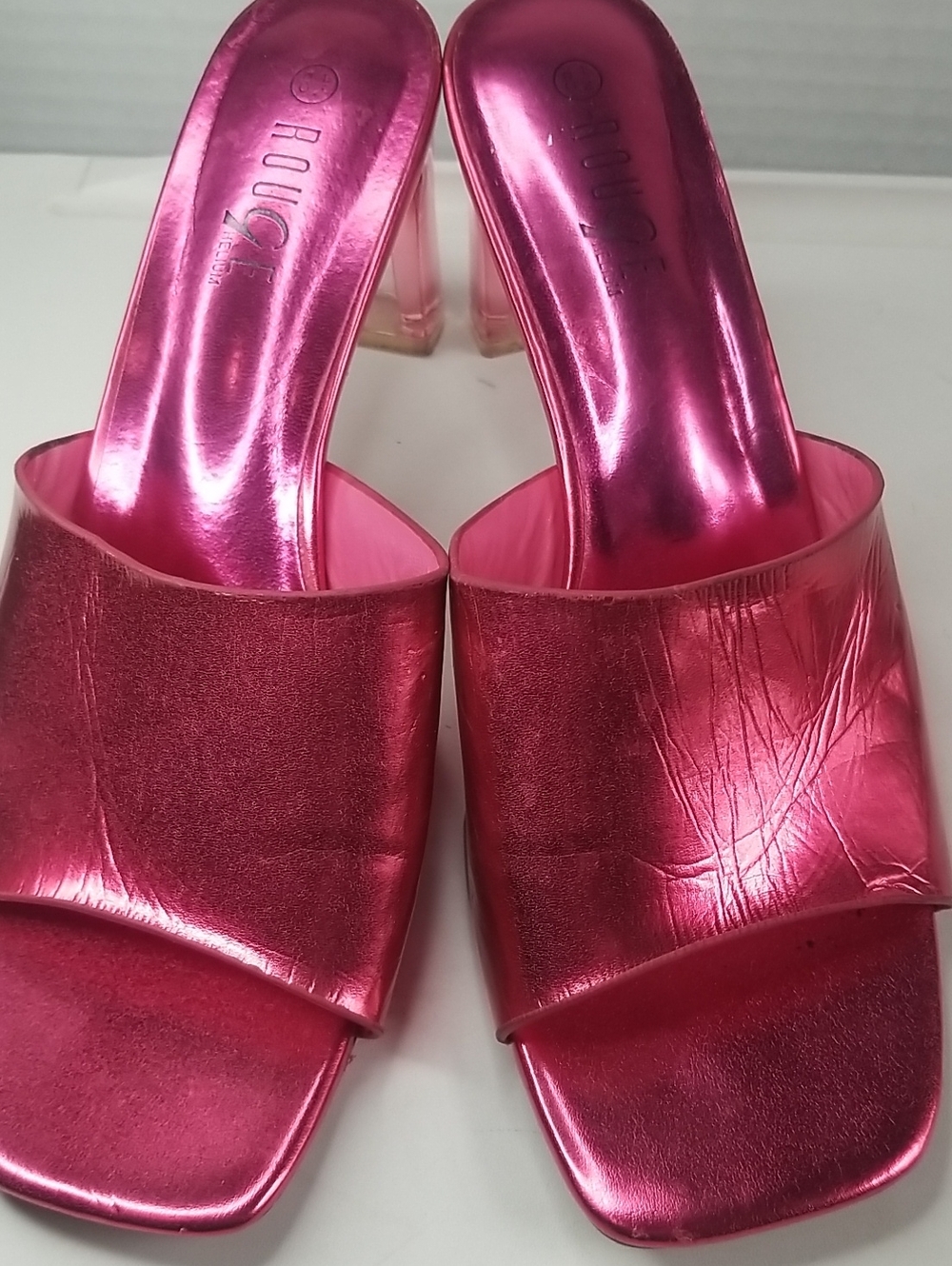 Rouge Helium Metallic Hot Pink Slide Mules